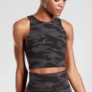 Athleta conscious black/gray camo print cropped tank top Size M
